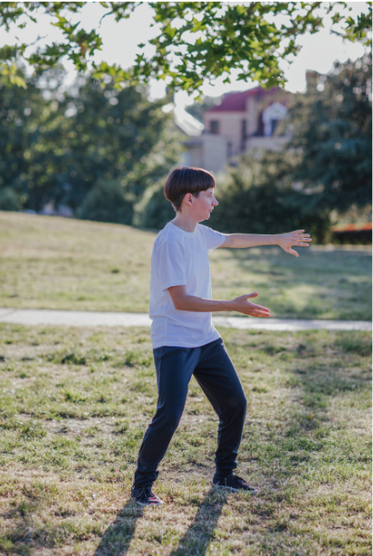 Young person practicing outside